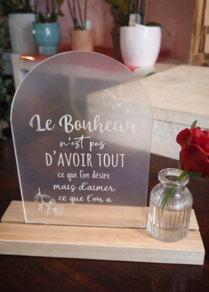 Saint-Valentin - Plaque décorative message & soliflore