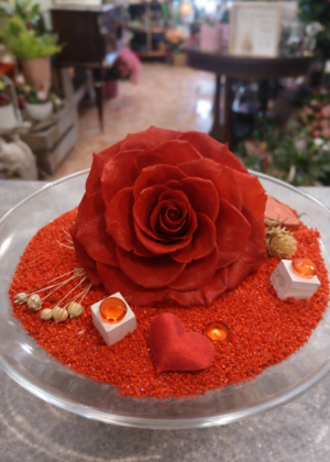 Saint-Valentin - Rose Éternelle Sous Cloche de Verre – Rouge Amour